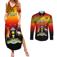 Uganda Independence Day Couples Matching Summer Maxi Dress and Long Sleeve Button Shirts Jamhuri ya Uganda Happy 61st Anniversary - Wonder Print Shop