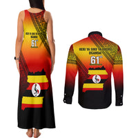 Uganda Independence Day Couples Matching Tank Maxi Dress and Long Sleeve Button Shirts Jamhuri ya Uganda Happy 61st Anniversary - Wonder Print Shop