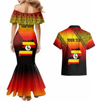 Personalised Uganda Independence Day Couples Matching Mermaid Dress and Hawaiian Shirt Jamhuri ya Uganda Happy 61st Anniversary - Wonder Print Shop
