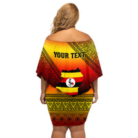 Personalised Uganda Independence Day Family Matching Off Shoulder Short Dress and Hawaiian Shirt Jamhuri ya Uganda Happy 61st Anniversary - Wonder Print Shop