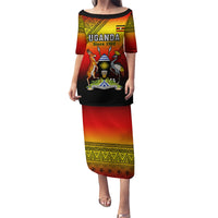 Personalised Uganda Independence Day Family Matching Puletasi Dress and Hawaiian Shirt Jamhuri ya Uganda Happy 61st Anniversary - Wonder Print Shop