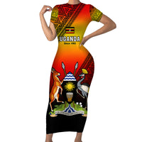Personalised Uganda Independence Day Family Matching Short Sleeve Bodycon Dress and Hawaiian Shirt Jamhuri ya Uganda Happy 61st Anniversary - Wonder Print Shop