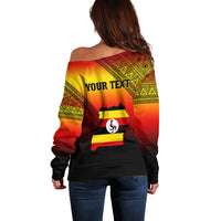 Personalised Uganda Independence Day Off Shoulder Sweater Jamhuri ya Uganda Happy 61st Anniversary - Wonder Print Shop