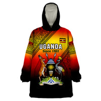 Personalised Uganda Independence Day Wearable Blanket Hoodie Jamhuri ya Uganda Happy 61st Anniversary - Wonder Print Shop