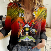 Personalised Uganda Independence Day Women Casual Shirt Jamhuri ya Uganda Happy 61st Anniversary - Wonder Print Shop