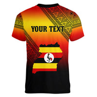 Personalised Uganda Independence Day Women V Neck T Shirt Jamhuri ya Uganda Happy 61st Anniversary - Wonder Print Shop