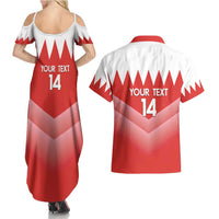Custom Bahrain Football Couples Matching Summer Maxi Dress and Hawaiian Shirt Muharabi Dilmun Sporty Style - Wonder Print Shop