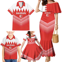 Custom Bahrain Football Family Matching Mermaid Dress and Hawaiian Shirt Muharabi Dilmun Sporty Style - Wonder Print Shop