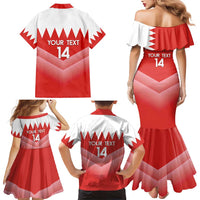 Custom Bahrain Football Family Matching Mermaid Dress and Hawaiian Shirt Muharabi Dilmun Sporty Style - Wonder Print Shop