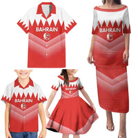 Custom Bahrain Football Family Matching Puletasi and Hawaiian Shirt Muharabi Dilmun Sporty Style - Wonder Print Shop