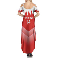 Custom Bahrain Football Family Matching Summer Maxi Dress and Hawaiian Shirt Muharabi Dilmun Sporty Style - Wonder Print Shop