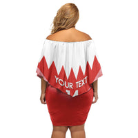 Custom Bahrain Football Off Shoulder Short Dress Muharabi Dilmun Sporty Style - Wonder Print Shop