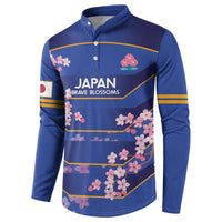 Custom Japan Rugby Button Sweatshirt Go Brave Blossoms - Wonder Print Shop