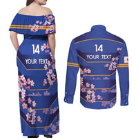 Custom Japan Rugby Couples Matching Off Shoulder Maxi Dress and Long Sleeve Button Shirt Go Brave Blossoms - Wonder Print Shop
