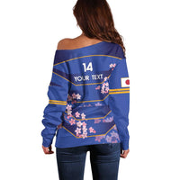 Custom Japan Rugby Off Shoulder Sweater Go Brave Blossoms - Wonder Print Shop