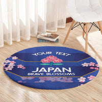 Custom Japan Rugby Round Carpet Go Brave Blossoms