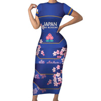 Custom Japan Rugby Short Sleeve Bodycon Dress Go Brave Blossoms - Wonder Print Shop