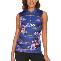 Custom Japan Rugby Women Sleeveless Polo Shirt Go Brave Blossoms - Wonder Print Shop