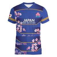 Custom Japan Rugby Women V-Neck T-Shirt Go Brave Blossoms - Wonder Print Shop