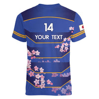 Custom Japan Rugby Women V-Neck T-Shirt Go Brave Blossoms - Wonder Print Shop