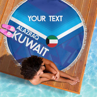Custom Kuwait Football Beach Blanket Al-Azraq Sporty Style - Wonder Print Shop