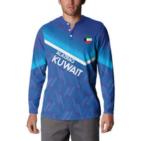 Custom Kuwait Football Button Sweatshirt Al-Azraq Sporty Style - Wonder Print Shop