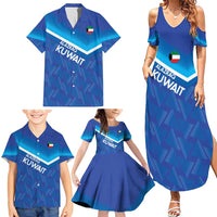 Custom Kuwait Football Family Matching Summer Maxi Dress and Hawaiian Shirt Al-Azraq Sporty Style - Wonder Print Shop
