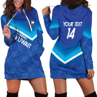 Custom Kuwait Football Hoodie Dress Al-Azraq Sporty Style - Wonder Print Shop