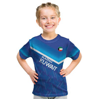 Custom Kuwait Football Kid T Shirt Al-Azraq Sporty Style - Wonder Print Shop