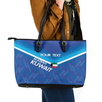 Custom Kuwait Football Leather Tote Bag Al-Azraq Sporty Style - Wonder Print Shop