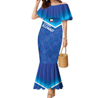 Custom Kuwait Football Mermaid Dress Al-Azraq Sporty Style - Wonder Print Shop