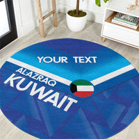 Custom Kuwait Football Round Carpet Al-Azraq Sporty Style