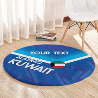 Custom Kuwait Football Round Carpet Al-Azraq Sporty Style