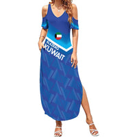 Custom Kuwait Football Summer Maxi Dress Al-Azraq Sporty Style - Wonder Print Shop