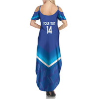 Custom Kuwait Football Summer Maxi Dress Al-Azraq Sporty Style - Wonder Print Shop