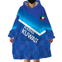 Custom Kuwait Football Wearable Blanket Hoodie Al-Azraq Sporty Style - Wonder Print Shop
