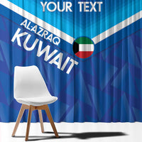 Custom Kuwait Football Window Curtain Al-Azraq Sporty Style - Wonder Print Shop