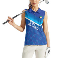 Custom Kuwait Football Women Sleeveless Polo Shirt Al-Azraq Sporty Style - Wonder Print Shop