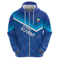 Custom Kuwait Football Zip Hoodie Al-Azraq Sporty Style - Wonder Print Shop