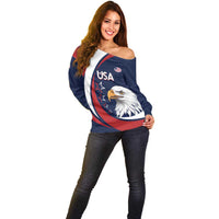 Custom USA Rugby Off Shoulder Sweater Go Eagles Sporty Style - Wonder Print Shop