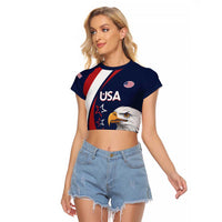 Custom USA Rugby Raglan Cropped T Shirt Go Eagles Sporty Style - Wonder Print Shop