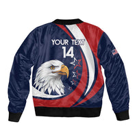 Custom USA Rugby Sleeve Zip Bomber Jacket Go Eagles Sporty Style - Wonder Print Shop