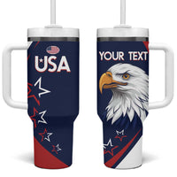 Custom USA Rugby Tumbler With Handle Go Eagles Sporty Style - Wonder Print Shop