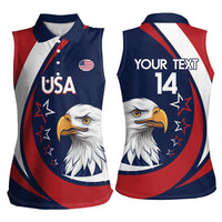 Custom USA Rugby Women Sleeveless Polo Shirt Go Eagles Sporty Style - Wonder Print Shop
