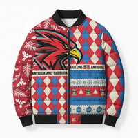Personalized Antigua & Barbuda Cricket Christmas Bomber Puffer Jacket Merry Xmas Falcons - Wonder Print Shop