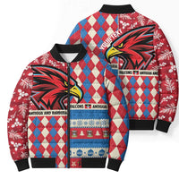 Personalized Antigua & Barbuda Cricket Christmas Bomber Puffer Jacket Merry Xmas Falcons - Wonder Print Shop