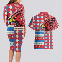 Personalized Antigua & Barbuda Cricket Christmas Couples Matching Long Sleeve Bodycon Dress and Hawaiian Shirt Merry Xmas Falcons - Wonder Print Shop