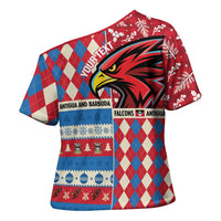 Personalized Antigua & Barbuda Cricket Christmas Cross Shoulder Shirt Merry Xmas Falcons - Wonder Print Shop