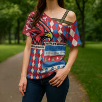 Personalized Antigua & Barbuda Cricket Christmas Cross Shoulder Shirt Merry Xmas Falcons - Wonder Print Shop