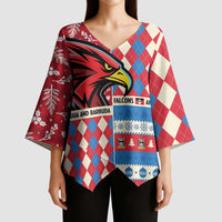 Personalized Antigua & Barbuda Cricket Christmas Kimono Sleeve Blouse Merry Xmas Falcons - Wonder Print Shop